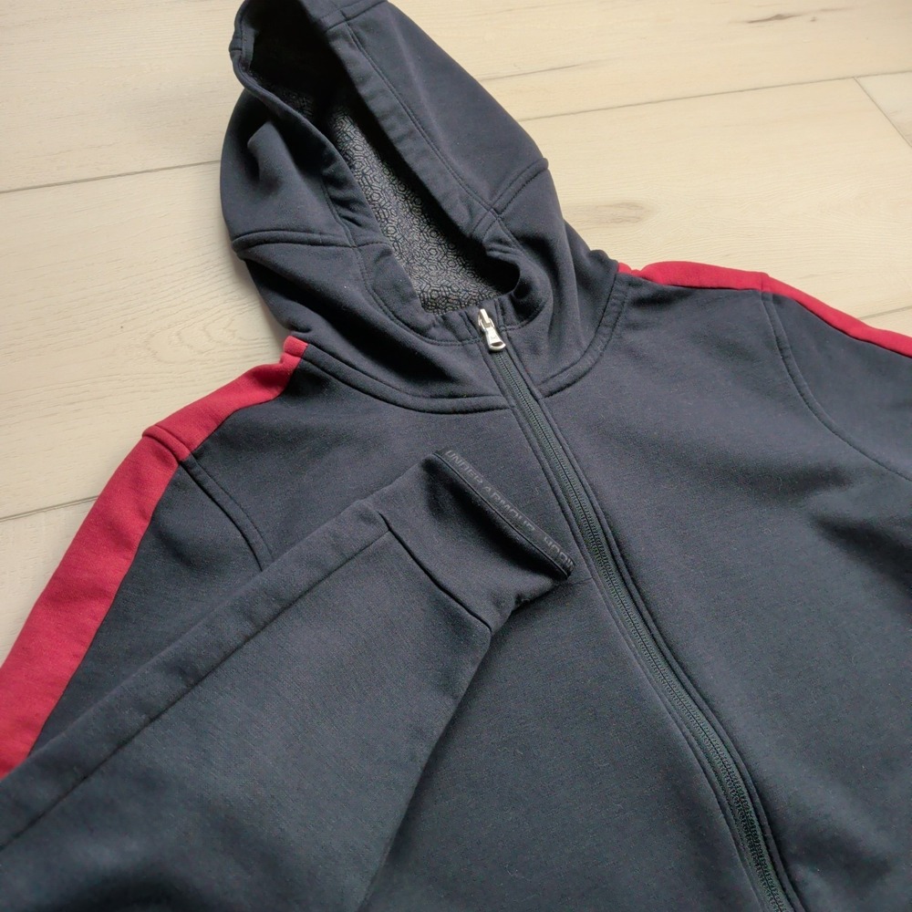Under Armour Celliant Recovery Hoodie Mens Small Full Zip‎ Black Red Striped